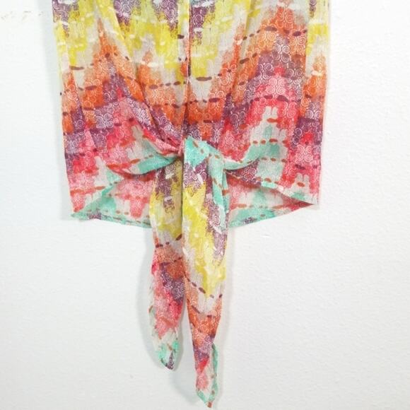 American Rag lace Chevron tie front tank top S - Picture 4 of 11